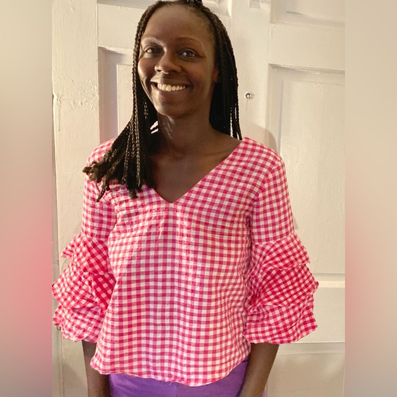 Zara Tops - Zara BasicCollection CottageCore XS Red White gingham check retro unique Blouse